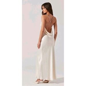 ASTR the Label NWT Maxime Pearl Strap Maxi Dress Wedding Reception Honeymoon XL